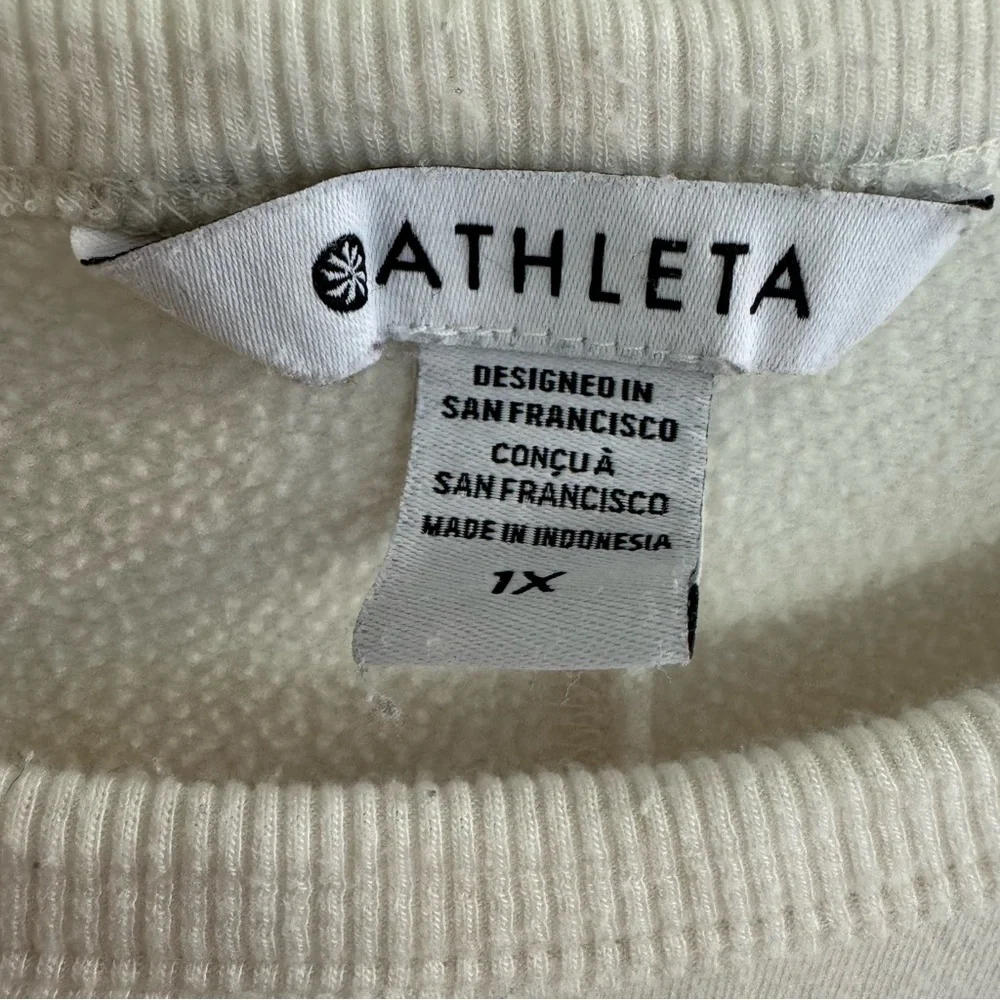 Athleta Coaster Luxe Recover Sweatshirt Top Magnolia White Thumbhole Athletic 1X - Picture 11 of 13